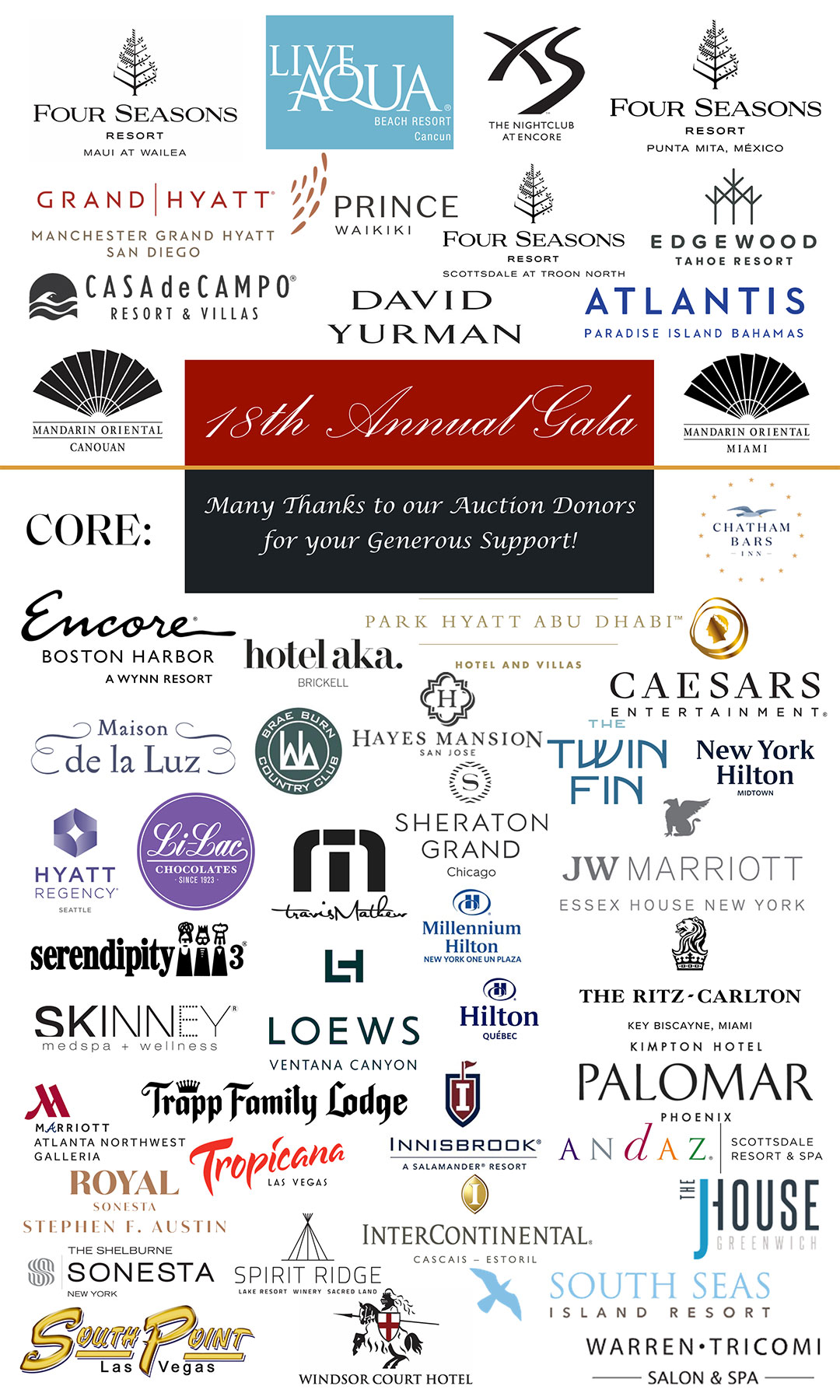 Thank You To Our 18th Anniversary Gala Auction Supporters - Orthopaedic ...